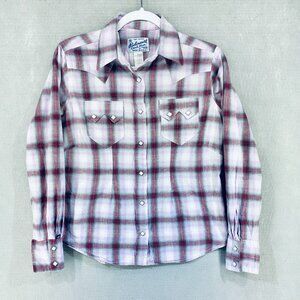 Vintage Rockmount Western Shirt Womens M Purple Cotton Pearl Snap Cowboy